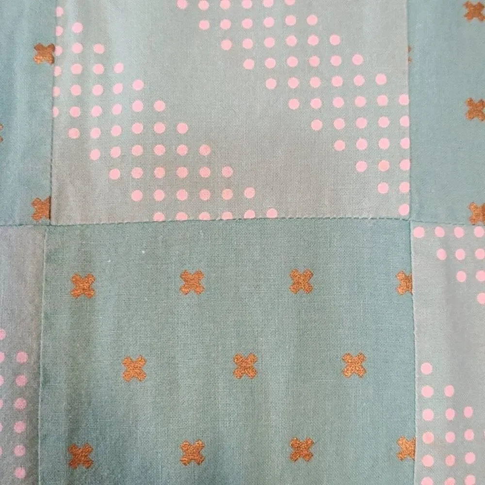 Handmade Baby Quilt Michael Miller Lion Navy Turquoise Stroller Blanket 36x27